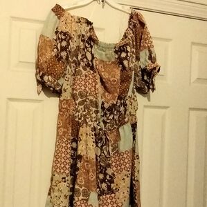 A Hint Of Blush Romper Women 2X Multi-Color Bohemian Patchwork Academia Artsy